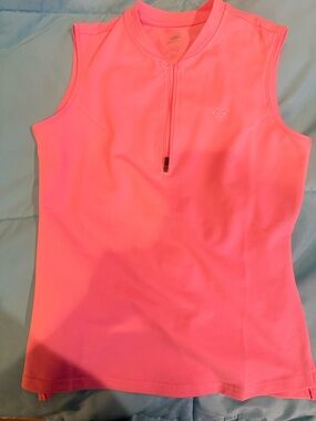 Pink Sleeveless Athletic Zip Polo